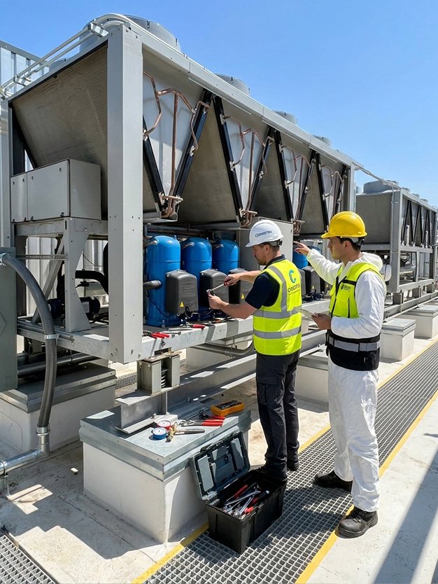 Antes y después: Mantenimiento y limpieza de haz de tubos en chillers industriales